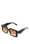 The Sofia Collection Rectangular Sunglasses, Black Brown