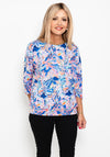 Leon Collection Abstract Print Top, Blue Multi