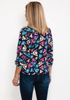 Leon Collection Abstract Triangle Print Top, Navy Multi