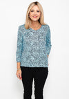 Leon Collection Animal Print Top, Blue Multi