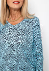 Leon Collection Animal Print Top, Blue Multi