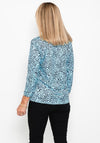 Leon Collection Animal Print Top, Blue Multi
