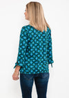 Leon Collection Abstract Print Top, Green & Blue