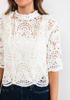 Seventy1 Crochet Crop Sweater, White