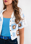 Seventy1 Floral Patchwork Cropped Cardigan, White Multi