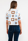 Seventy1 Floral Patchwork Cropped Cardigan, White Multi