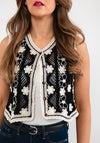 Seventy1 Floral Patchwork Buttoned Vest, Black
