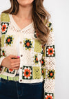 Seventy1 One Size Crochet Cardigan, Green Multi