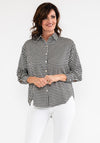 Seventy1 Silk Look Houndstooth Relaxed Shirt, Black & White