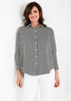 Seventy1 Silk Look Houndstooth Relaxed Shirt, Black & White