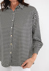 Seventy1 Silk Look Houndstooth Relaxed Shirt, Black & White
