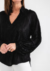Seventy1 One Size Satin Crinkle Blouse, Black
