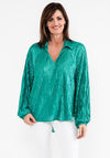 Seventy1 One Size Satin Crinkle Blouse, Green