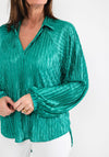 Seventy1 One Size Satin Crinkle Blouse, Green