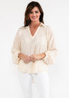Seventy1 One Size Satin Crinkle Blouse, Cream
