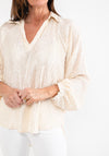 Seventy1 One Size Satin Crinkle Blouse, Cream
