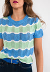 Seventy1 Wavey Colour Block Sweater, Blue Multi