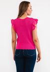 Seventy1 Frill Shoulder Buttoned Vest, Fuchsia