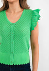 Seventy1 Frill Shoulder Buttoned Vest, Green