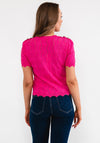 Seventy1 Short Sleeve Patterned Sweater, Fuchsia