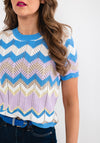 Seventy1 One Size Zig Zag Sweater, Blue Multi