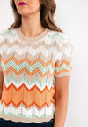 Seventy1 One Size Zig Zag Sweater, Orange Multi
