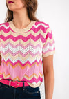Seventy1 One Size Zig Zag Sweater, Pink Multi