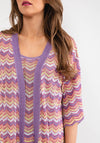 Seventy1 Metallic Shimmer Fine Open Cardigan, Lilac