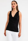 Seventy1 One Size Cowl Neck Satin Top, Black