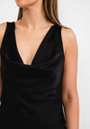 Seventy1 One Size Cowl Neck Satin Top, Black