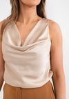 Seventy1 One Size Cowl Neck Satin Top, Champagne