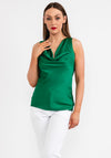 Seventy1 One Size Cowl Neck Satin Top, Green
