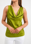 Seventy1 One Size Cowl Neck Satin Top, Lime