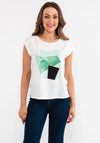 Seventy1 Satin Front Graphic T-Shirt, White & Green