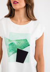 Seventy1 Satin Front Graphic T-Shirt, White & Green