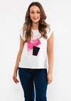 Seventy1 Satin Front Graphic T-Shirt, White & Pink