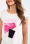 Seventy1 Satin Front Graphic T-Shirt, White & Pink