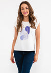 Seventy1 Satin Front Graphic T-Shirt, White & Lilac