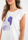 Seventy1 Satin Front Graphic T-Shirt, White & Lilac