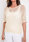 The Serafina Collection One Size Crochet Knit Sweater, Beige
