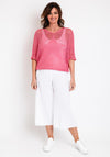 The Serafina Collection One Size Crochet Knit Sweater, Pink