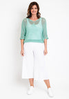 Serafina Collection One Size Crochet Knit Sweater, Mint Green