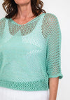 Serafina Collection One Size Crochet Knit Sweater, Mint Green