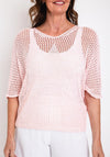 Serafina Collection One Size Crochet Knit Sweater, Pale Pink