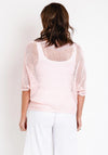Serafina Collection One Size Crochet Knit Sweater, Pale Pink