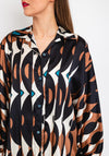 Serafina Collection One Size Oversized Satin Shirt, Black Brown