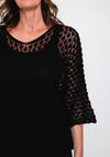 Serafina Collection One Size Crochet Pullover, Black