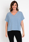 Serafina Collection One Size Striped Top, Blue