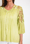 The Serafina Collection One Size Broidery Back Top, Green