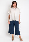 The Serafina Collection One Size Oversized Cotton Shirt, Beige